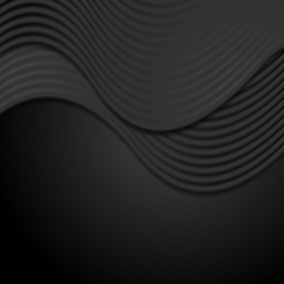 Abstract smooth black waves background vector