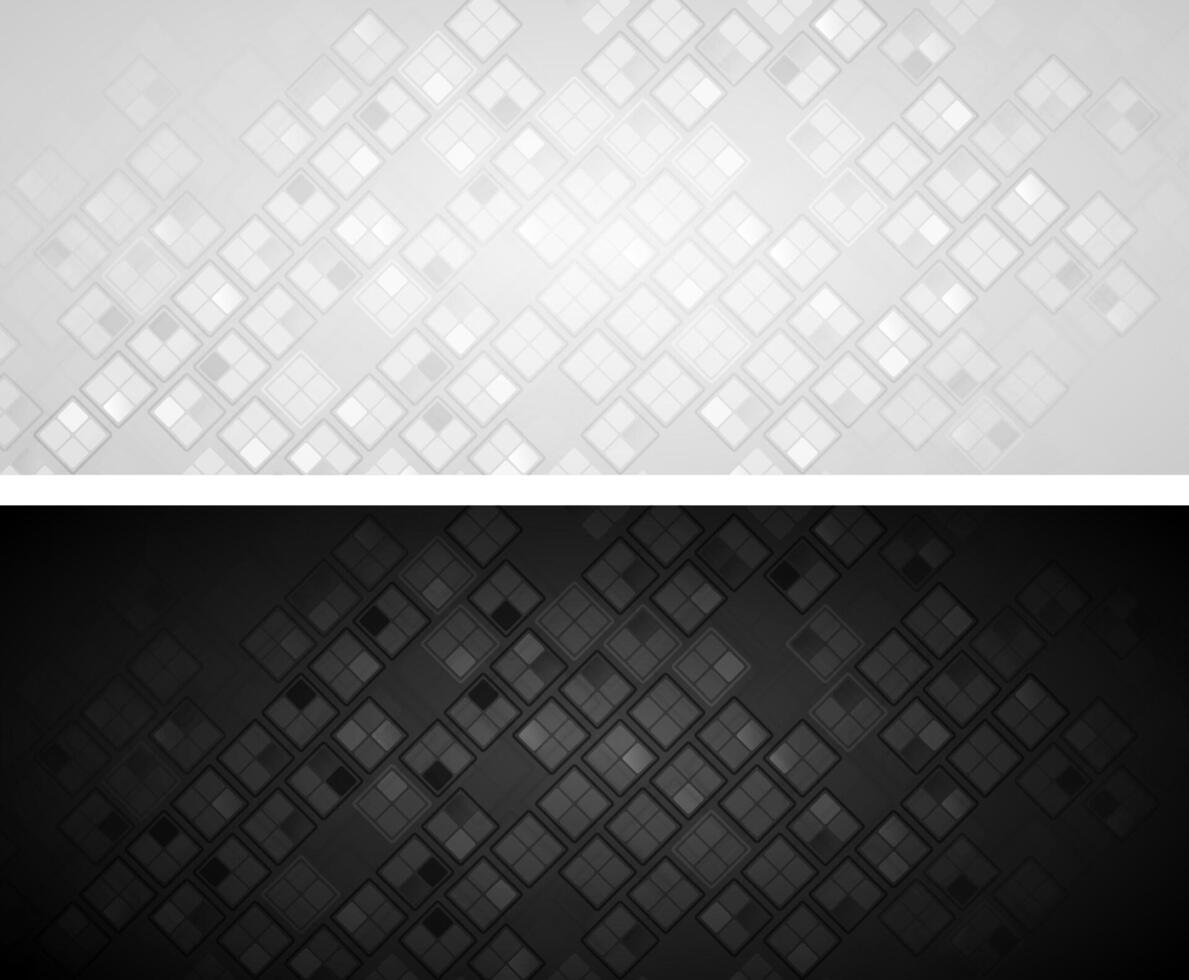 black and grey banners with squares vector