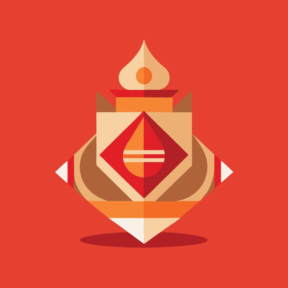 A red and orange icon of a hindu temple vector