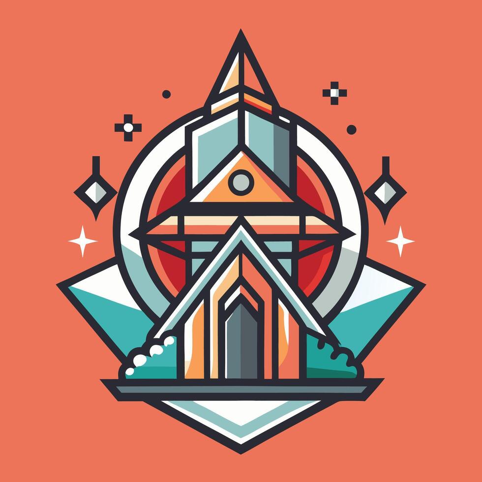 A church with a tower and stars on it vector