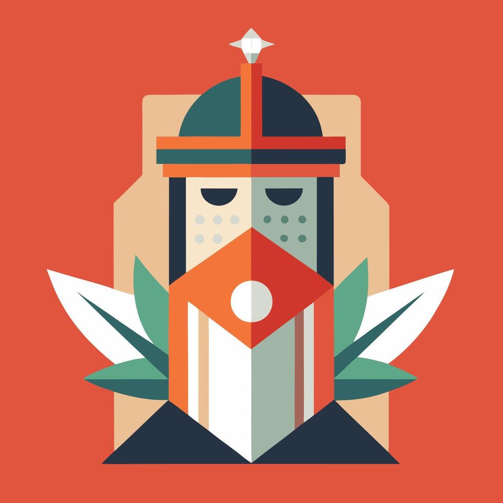 A flat illustration of a knight with a sword vector