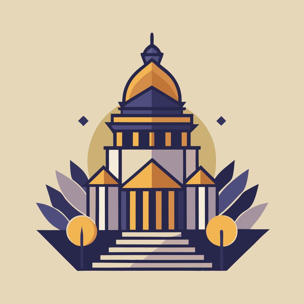 A building with a dome and columns vector