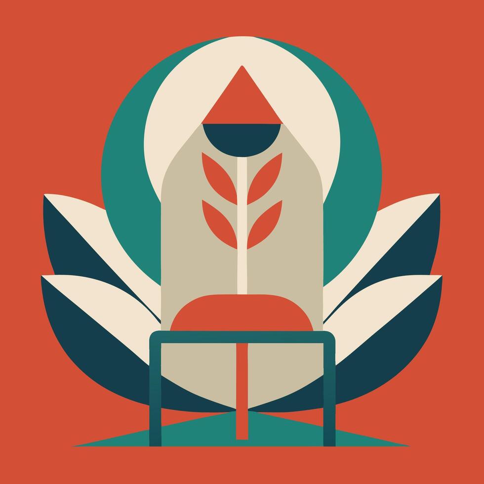 A poster with a chair and a plant vector