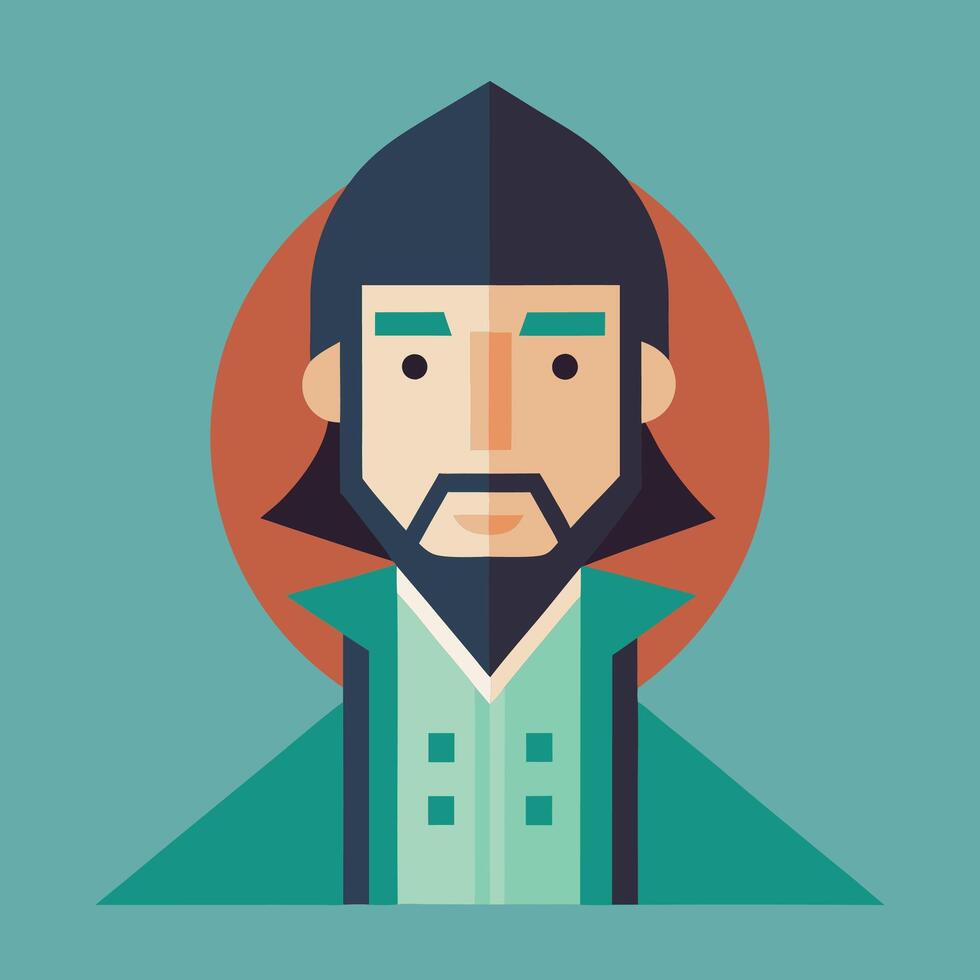 A flat style illustration of a man with a beard vector