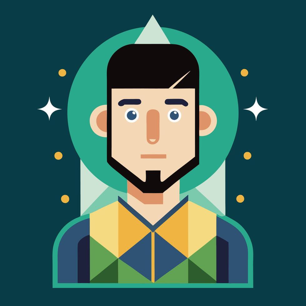 A flat style illustration of a man with a beard vector