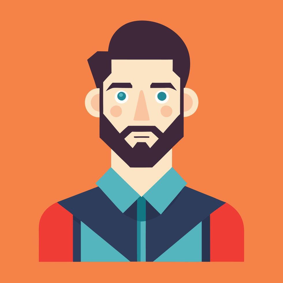 A man with a beard and a blue shirt vector
