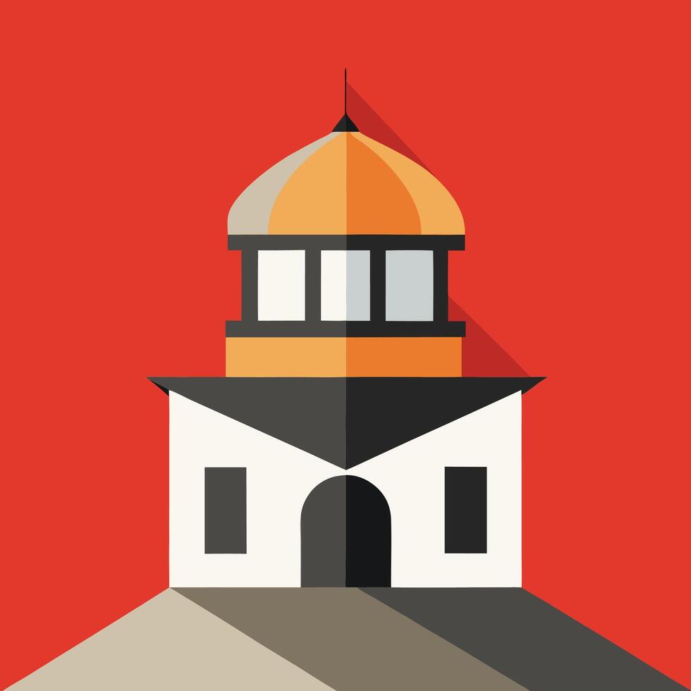 A flat icon of a church on a hill vector