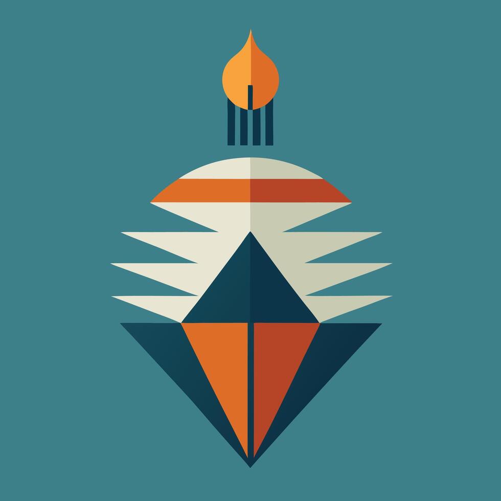 A flat design of a triangle with a candle on top vector
