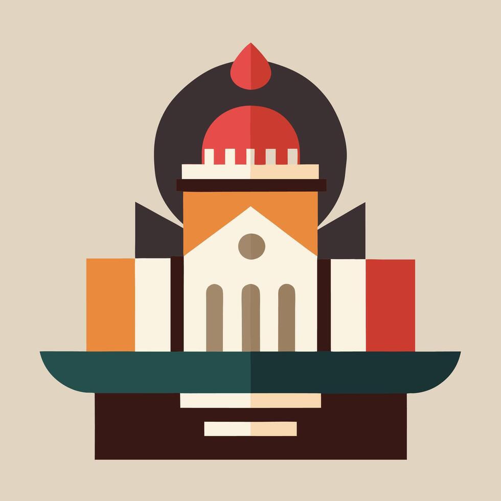 A flat design of a building with a dome vector