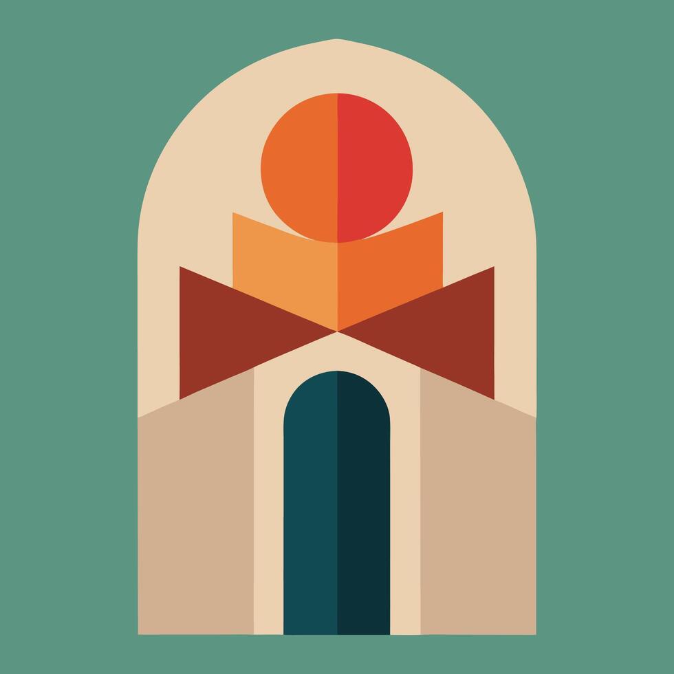 A church with a red and orange sun in the middle vector