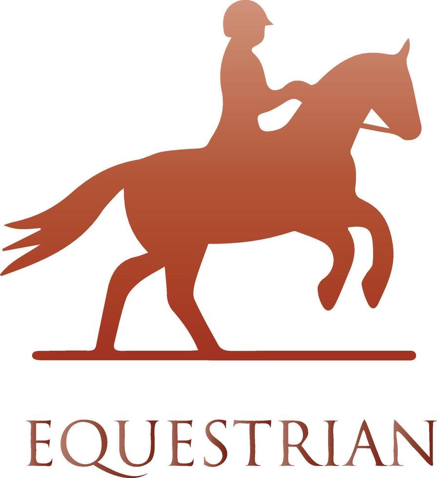 Equestrian Horse racing logo. Horse rider brown gradient vector