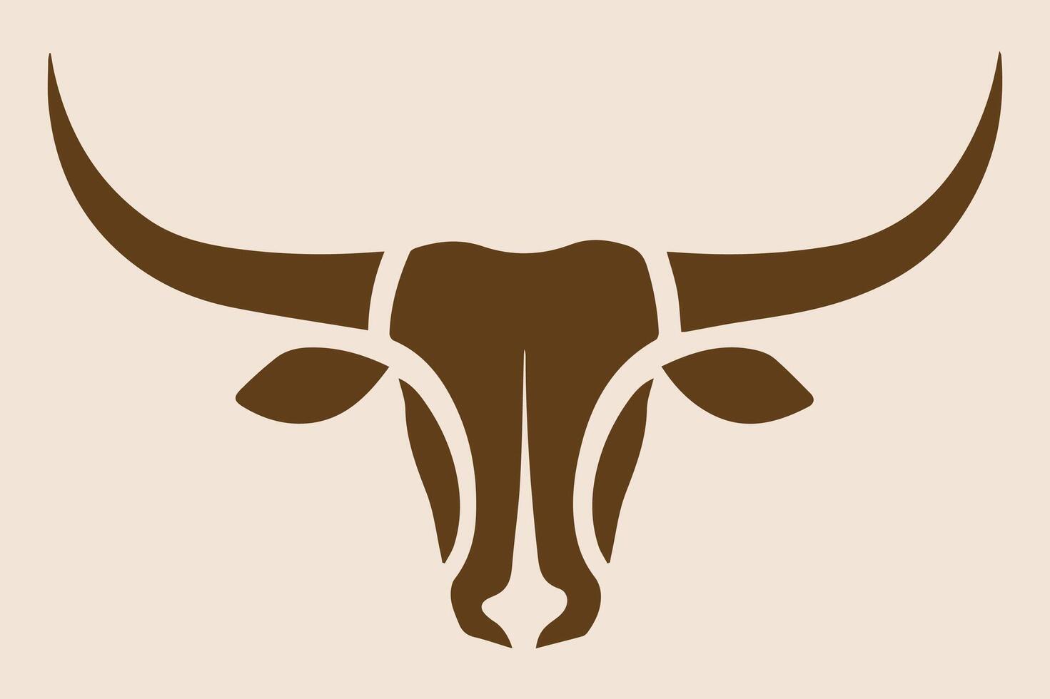 Bull logo in brown. Rodeo, Bull face, Cowboy, Cow head, Angry bull vector