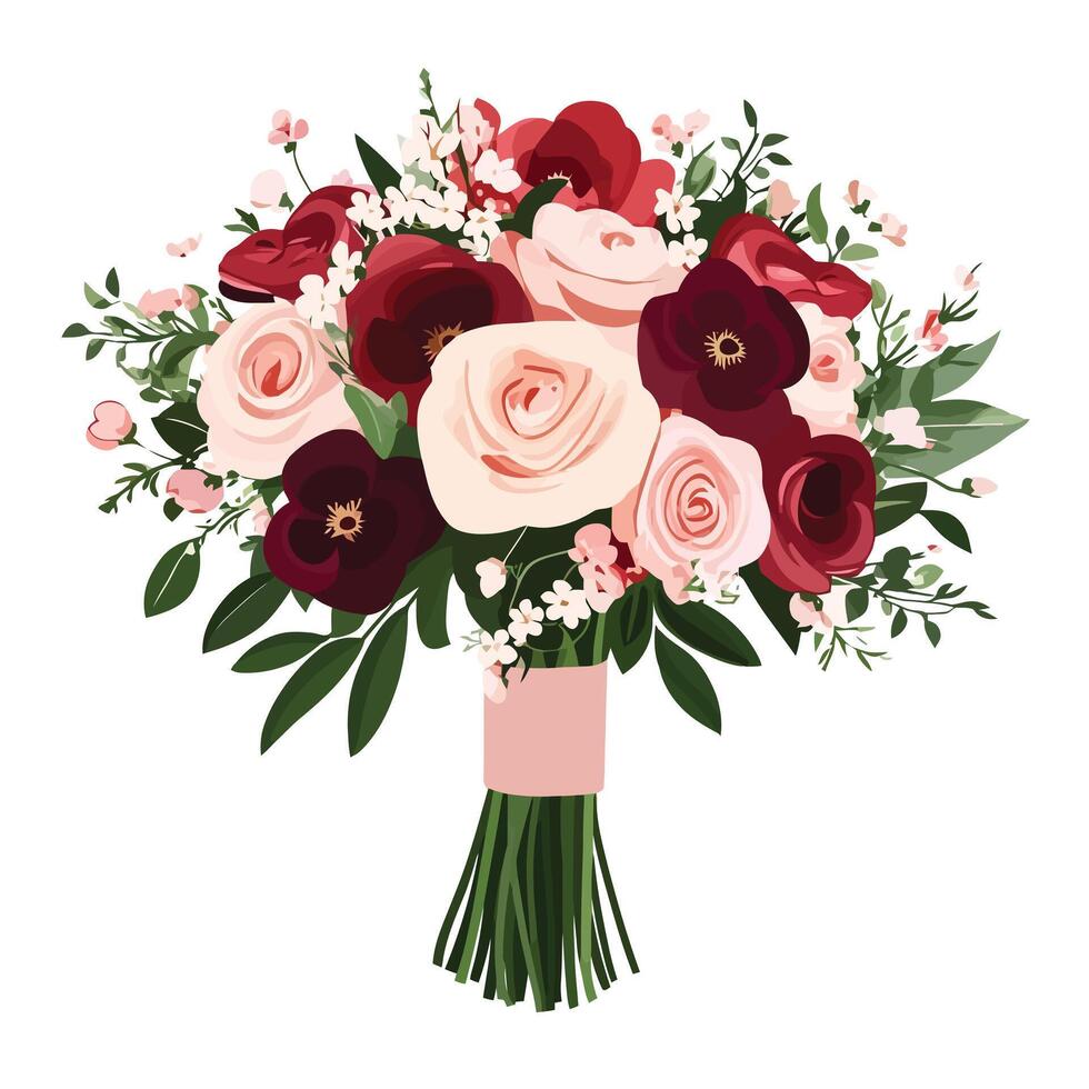 Delicate Mix of Colorful Flowers in a Bouquet vector
