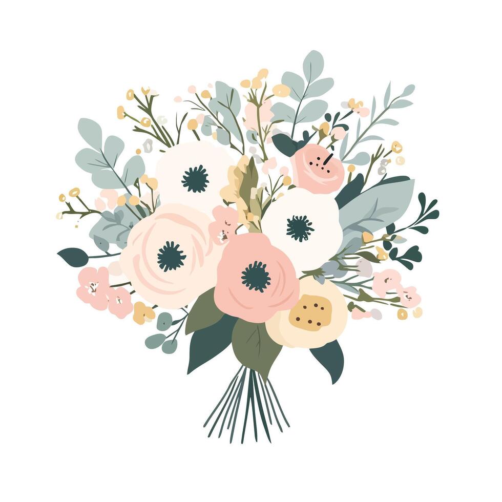 Assorted Colorful Flowers in a Perfect Bouquet vector