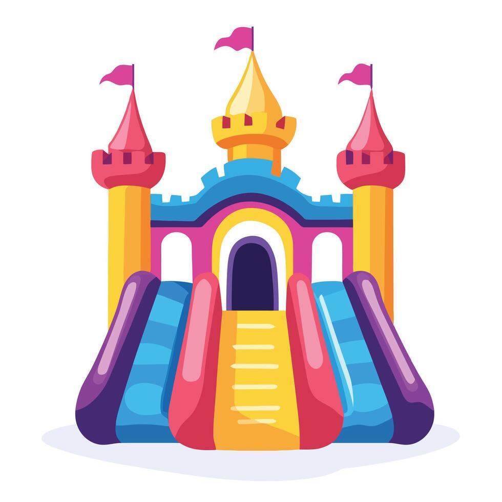 Lively Cartoon Castle Design Featuring a Welcoming Gate vector