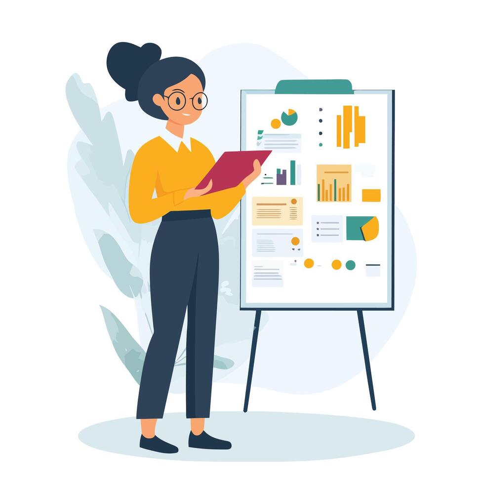 Professional Woman Getting Ready for a Business Presentation vector