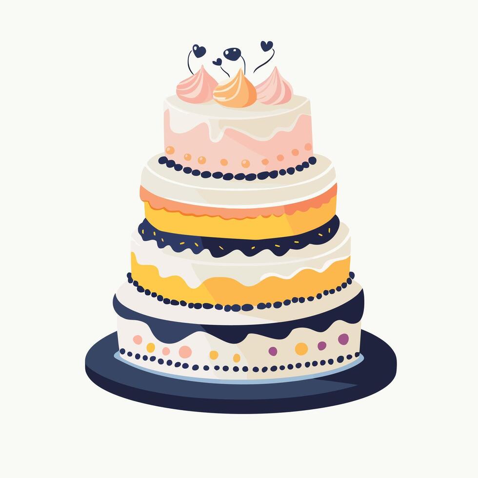 Delightful Cake with Decorative Flowers on Top vector