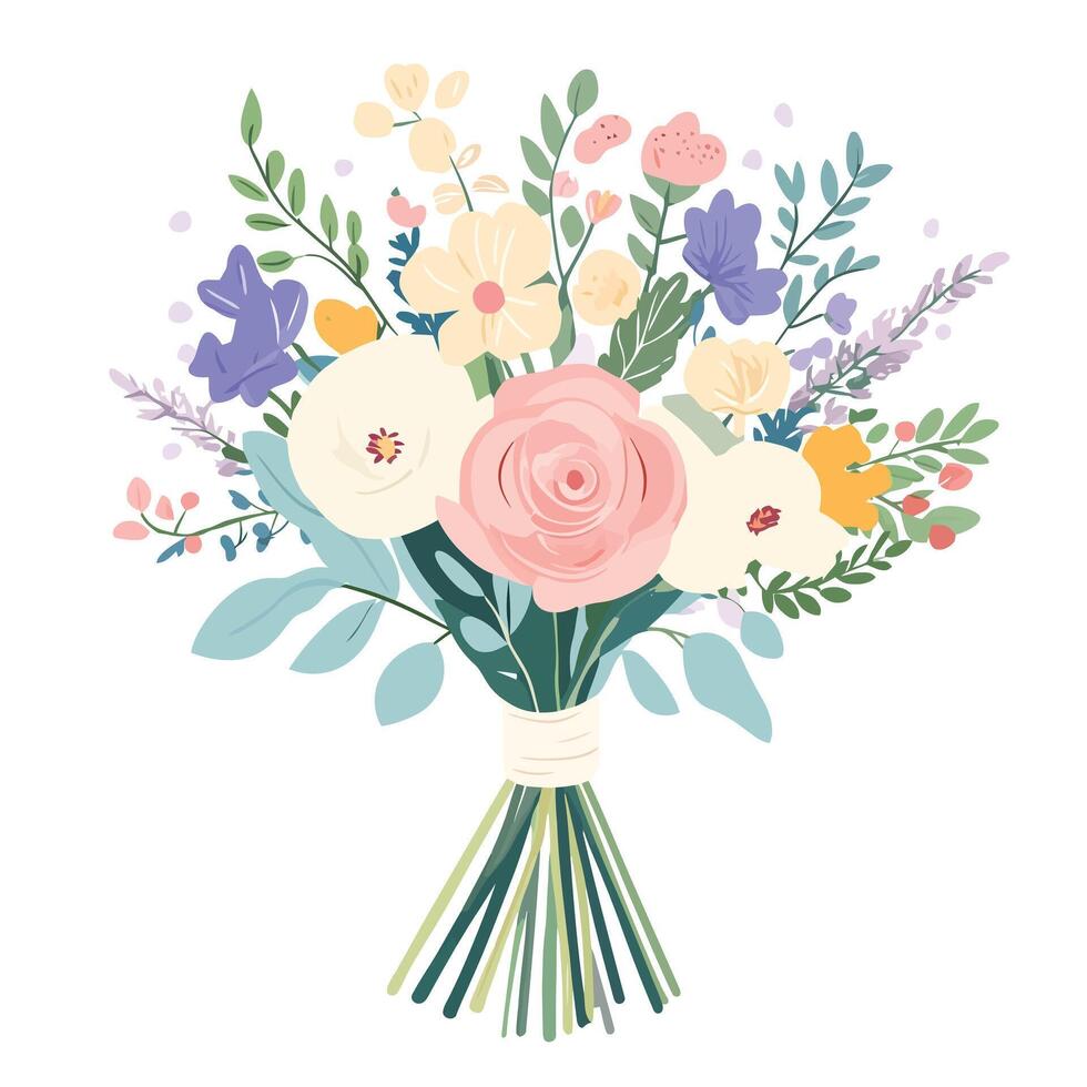 Freshly Arranged Colorful Flower Bouquet vector