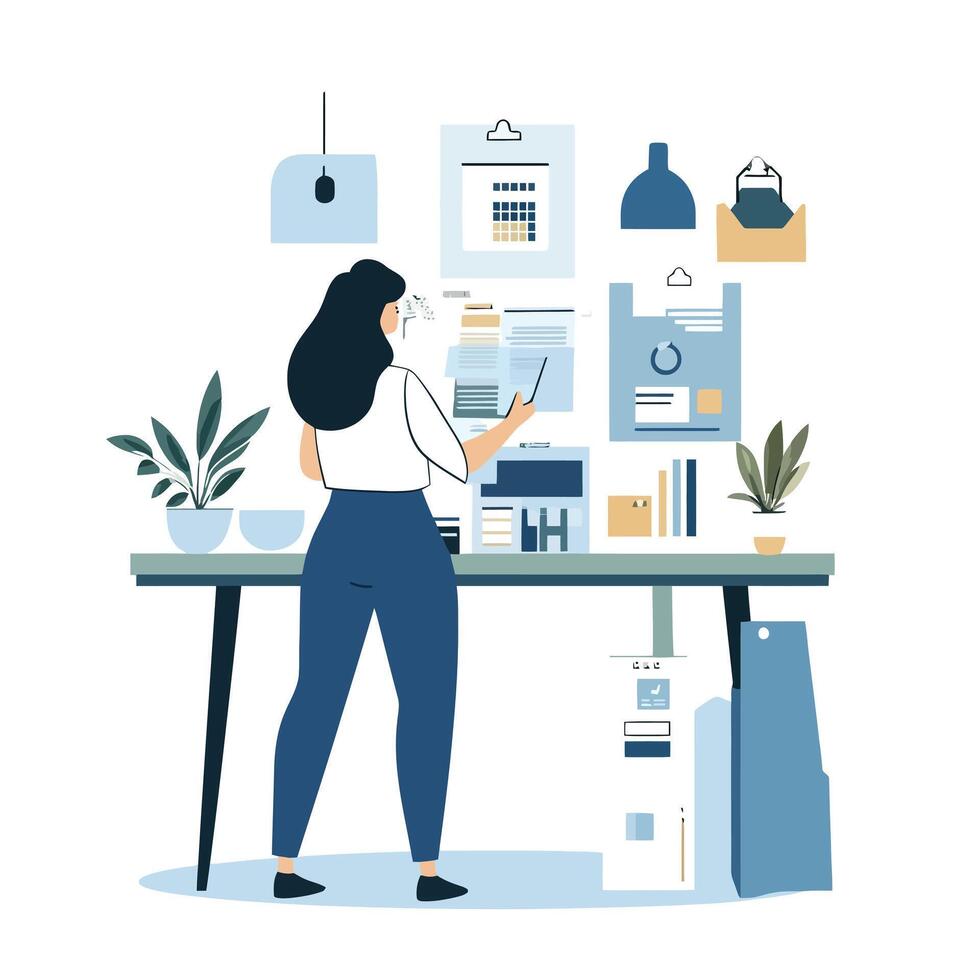 Businesswoman Strategizing for an Effective Presentation vector