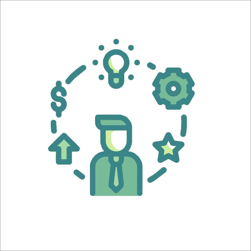 A man with a light bulb and a star icon vector