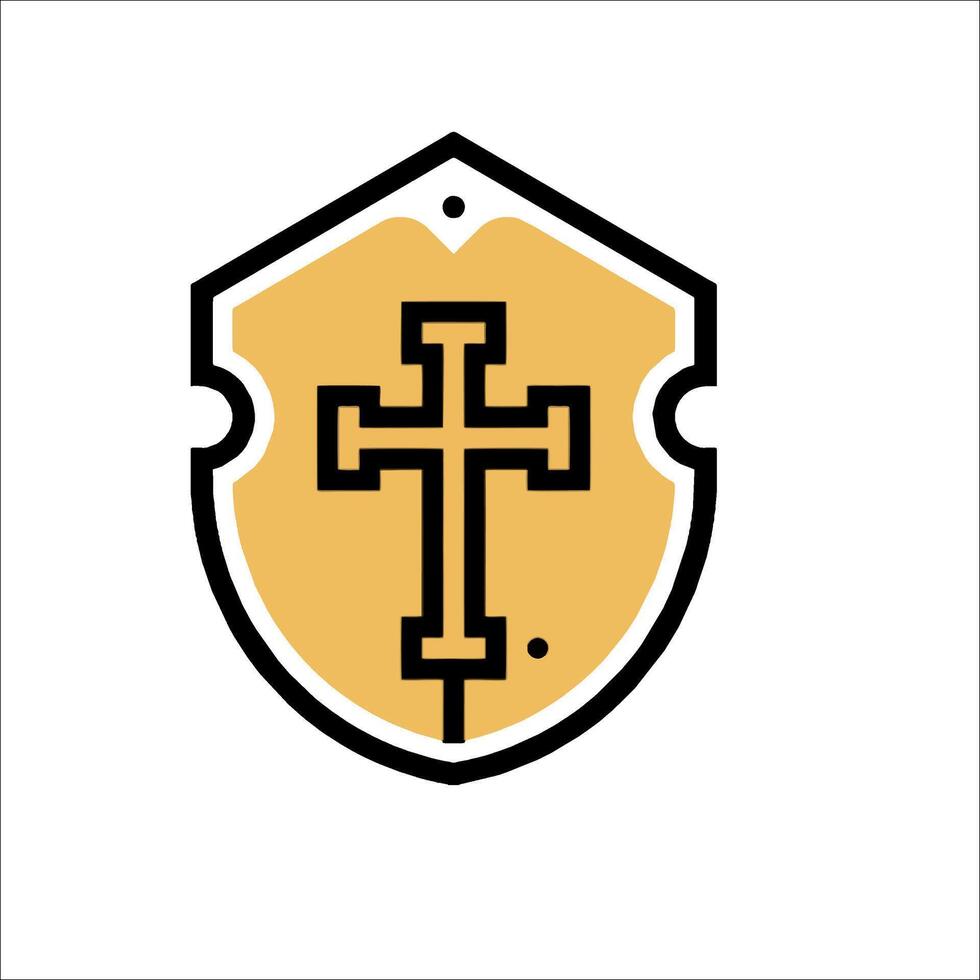 A shield with a cross on it vector