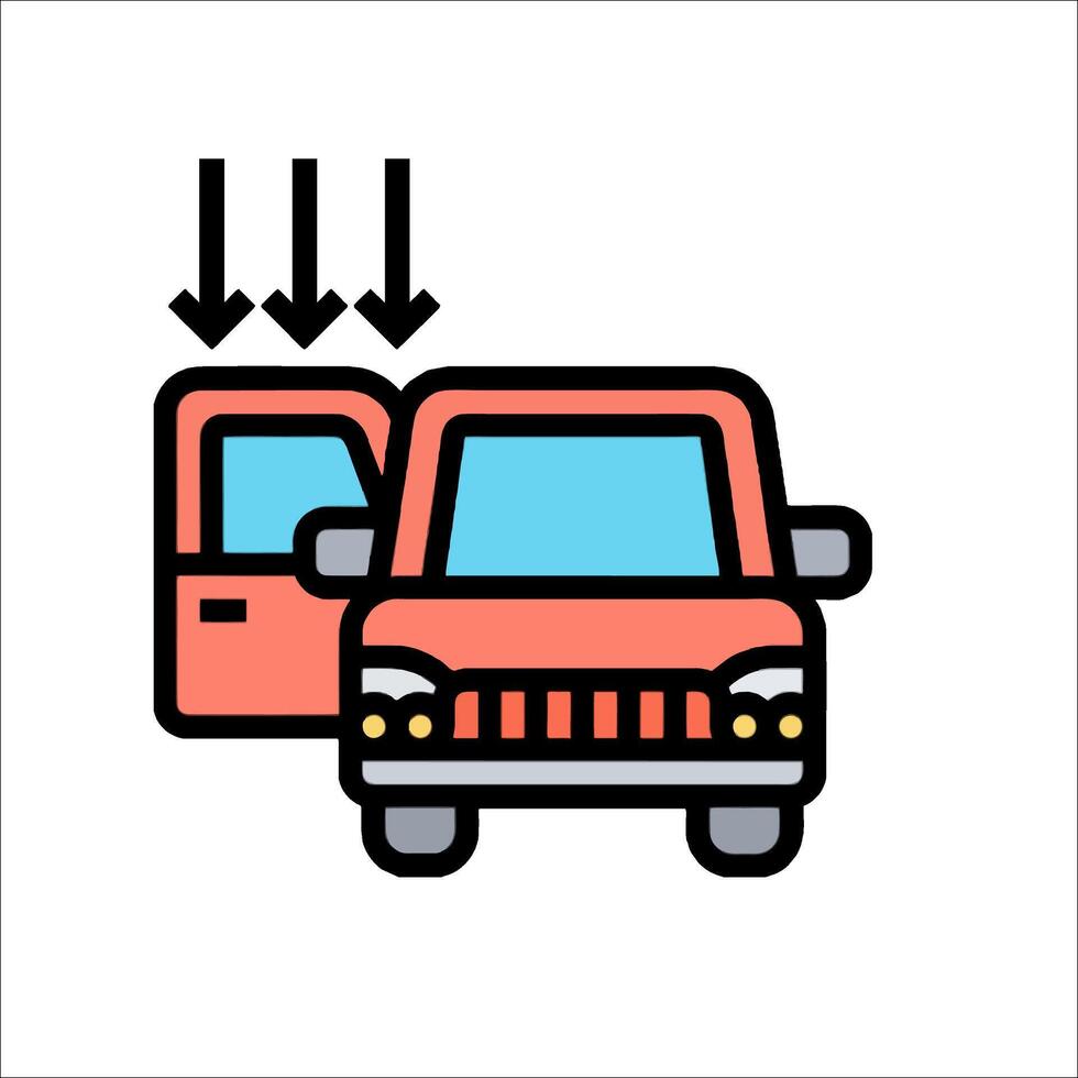 Car with open door and two arrows pointing up vector