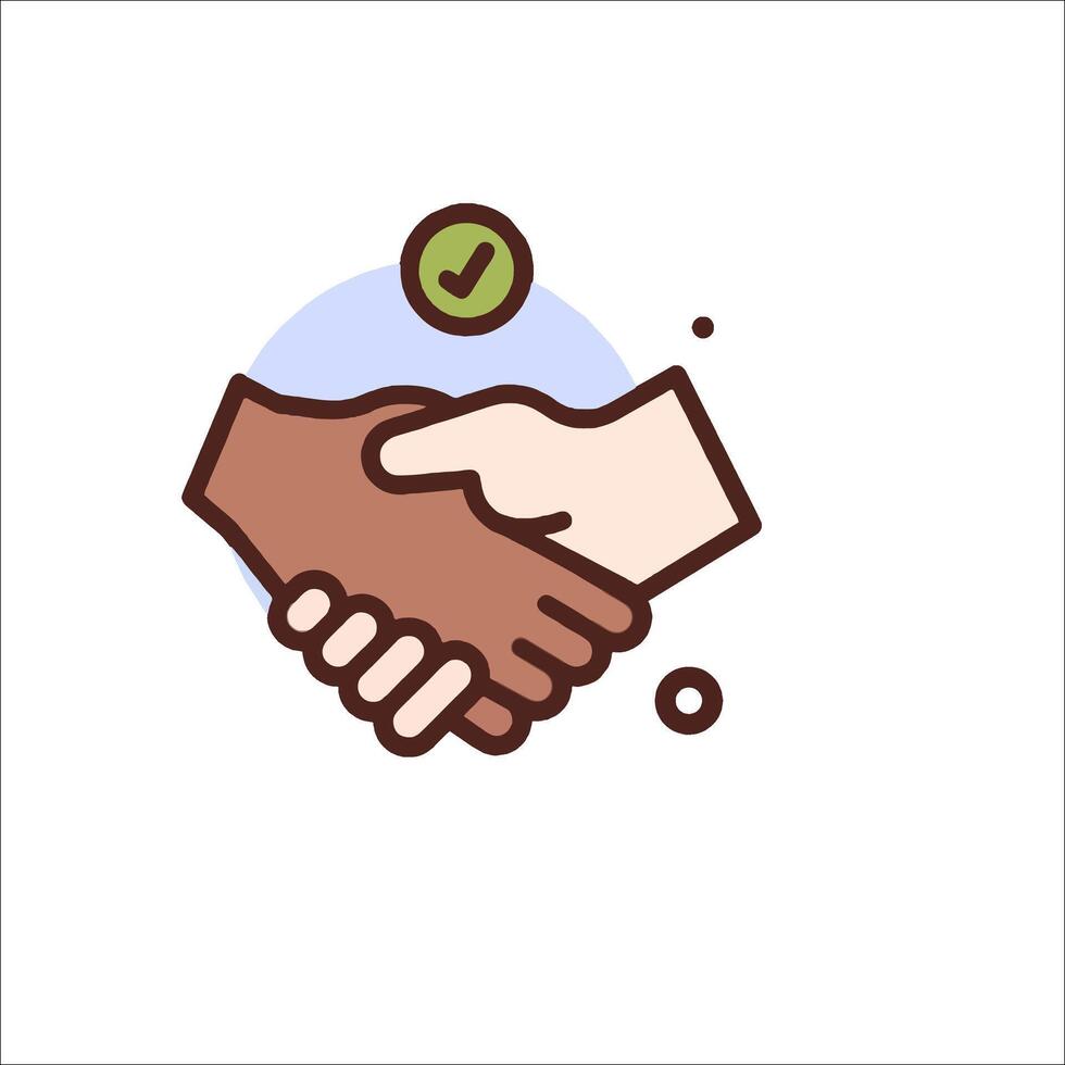 A hand shaking with a tick mark on it vector