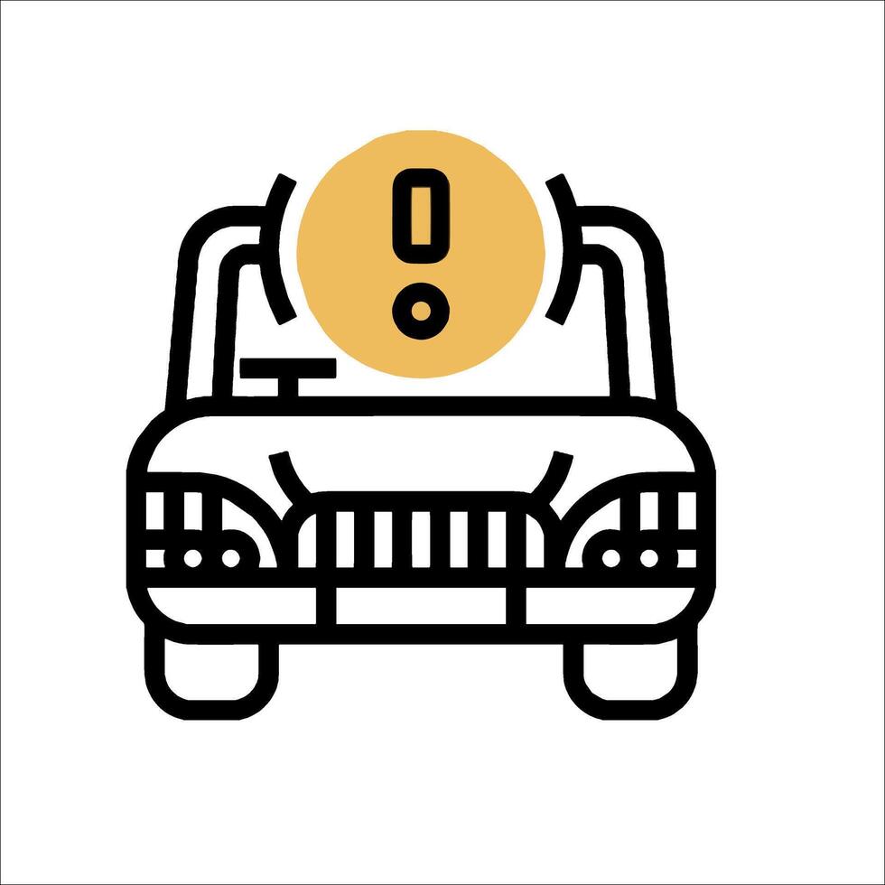 A car with a yellow exclamation mark on it vector