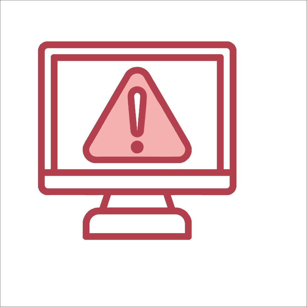 A computer monitor with a warning sign on it vector