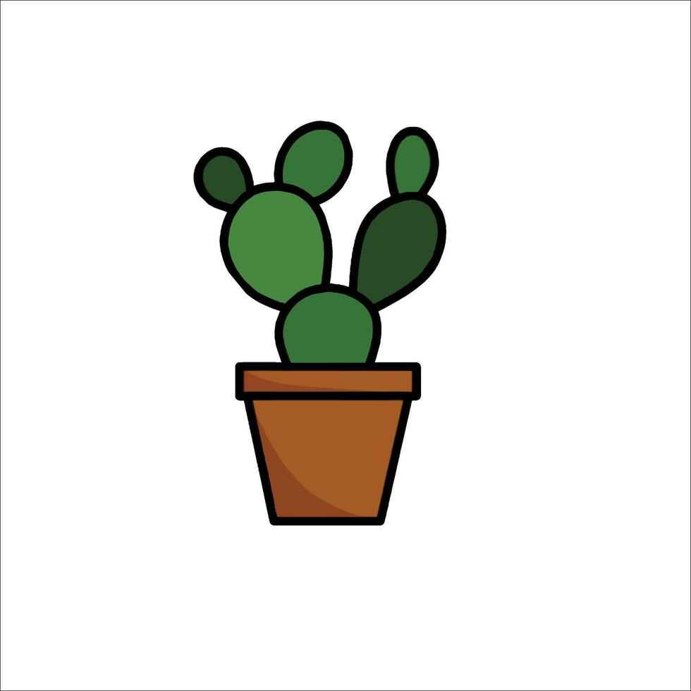 A cactus plant in a pot on a white background vector