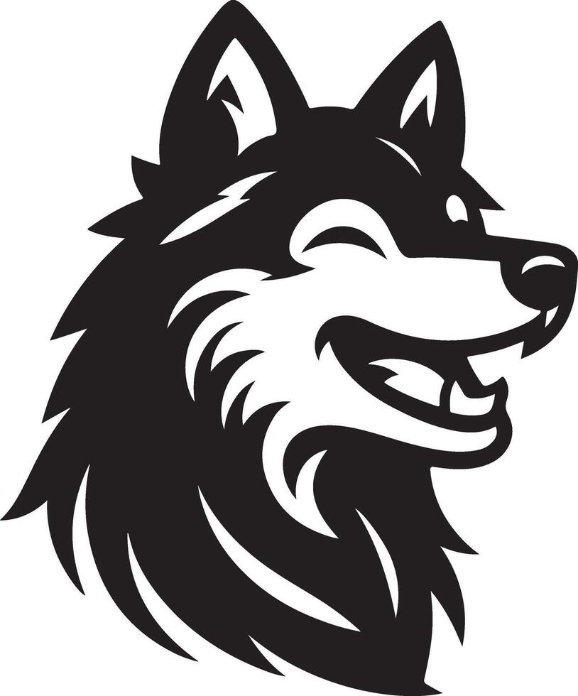 Dynamic Black Wolf Head Silhouette Artwork in a Sleek and Minimal Style vector