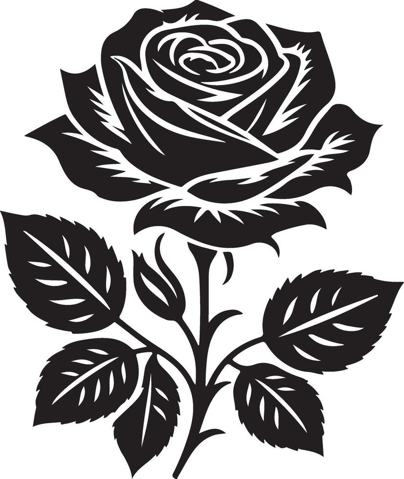 Elegant Single Rose Silhouette Art in a Beautifully Minimalistic Design vector