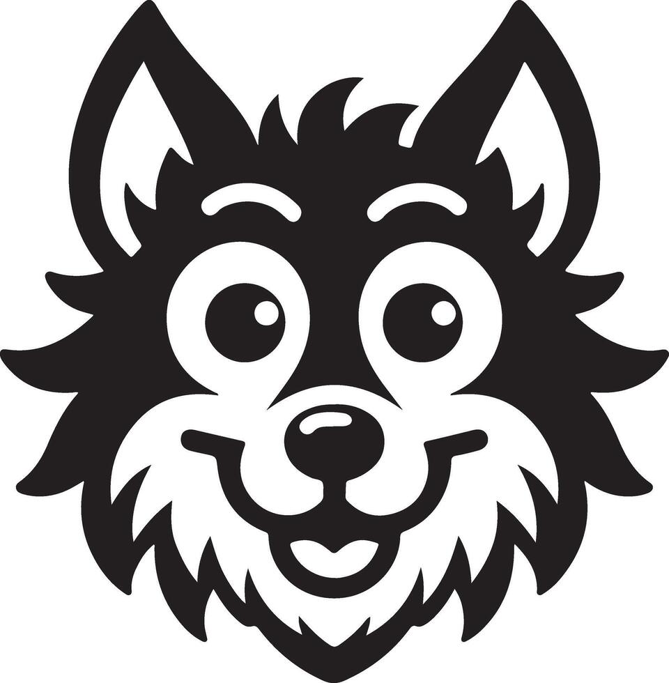 Bold and Striking Black Wolf Head Silhouette in Crisp Detail on White vector