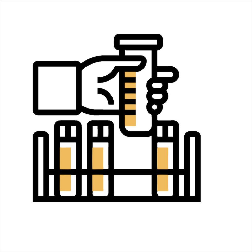 A hand holding a test tube and a rack of tubes vector