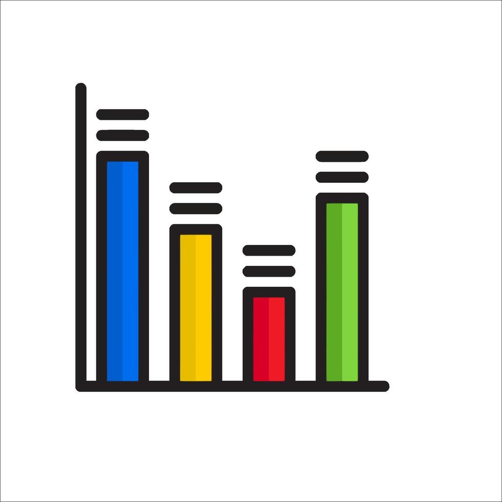 A bar chart icon with colored bars vector