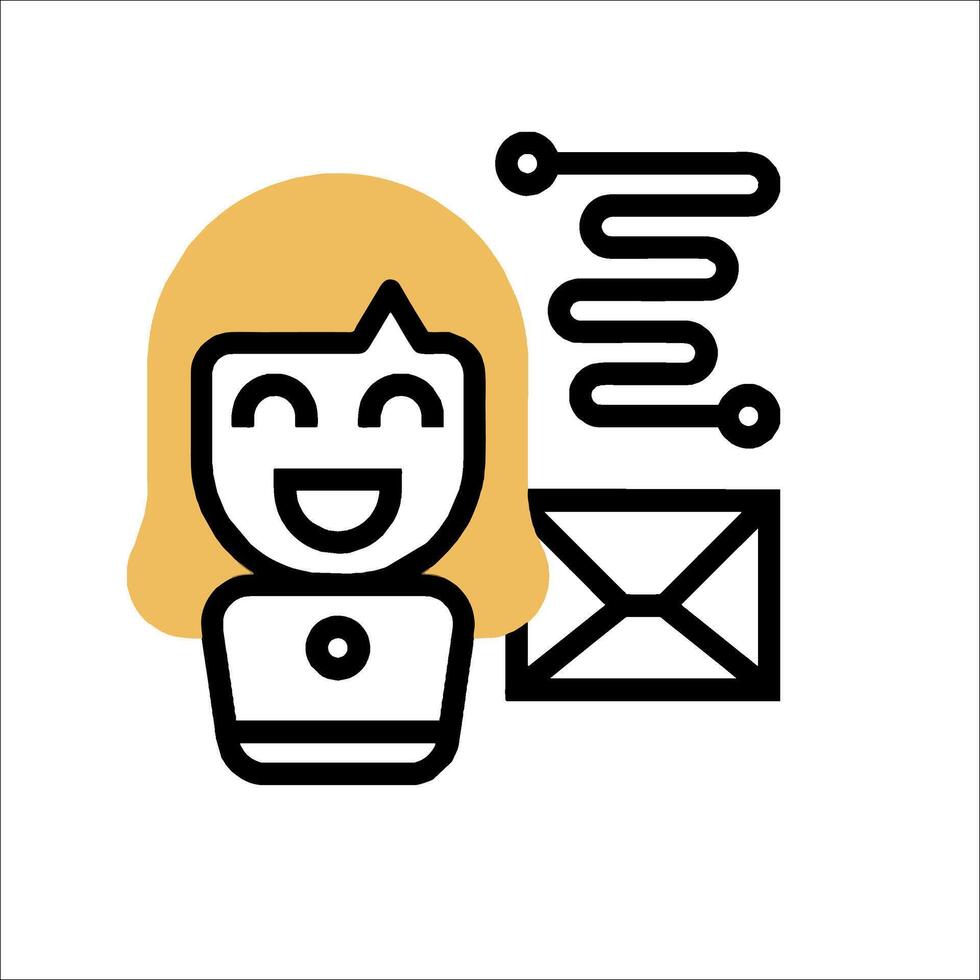 Email icon with a woman holding an envelope vector