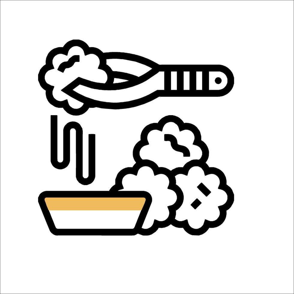 A black and white icon of a spoon and bowl vector