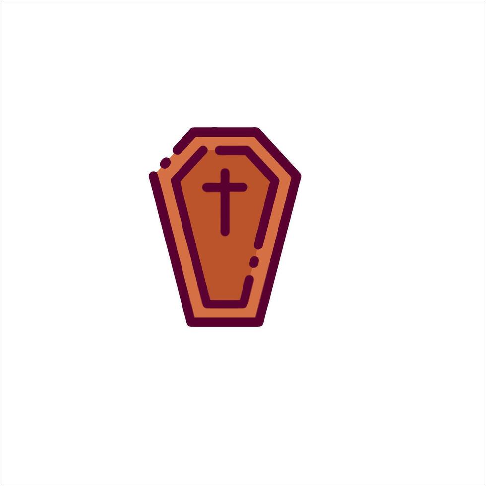 A simple icon of a coffin with a cross on it vector