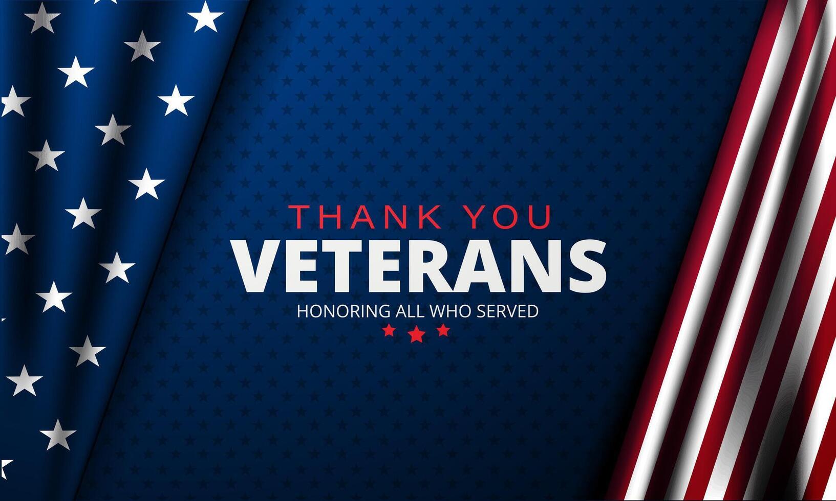 Veterans day thank you veterans background with american flag and stars vector