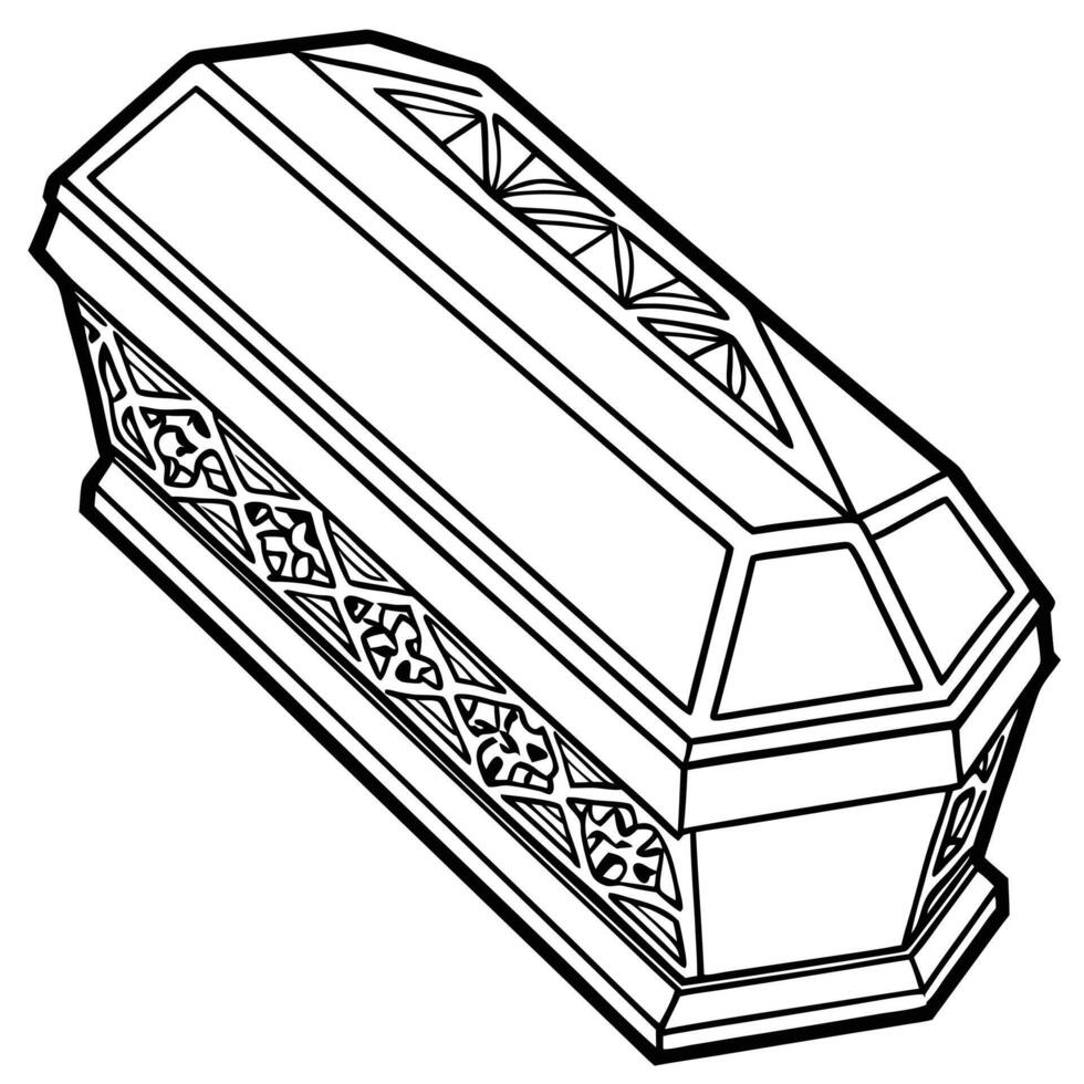 A black and white drawing of a casket vector