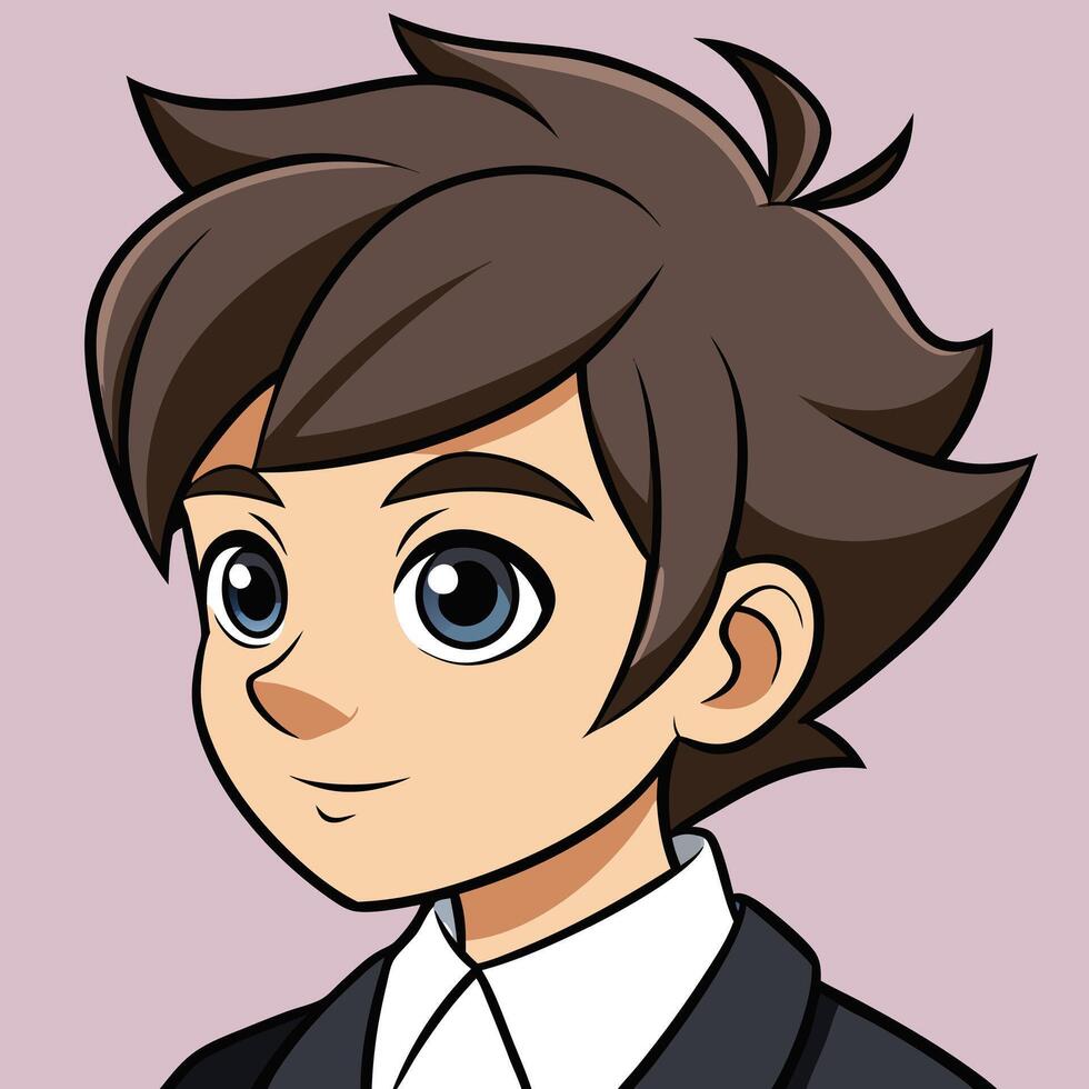 A cartoon boy with brown hair and a suit vector