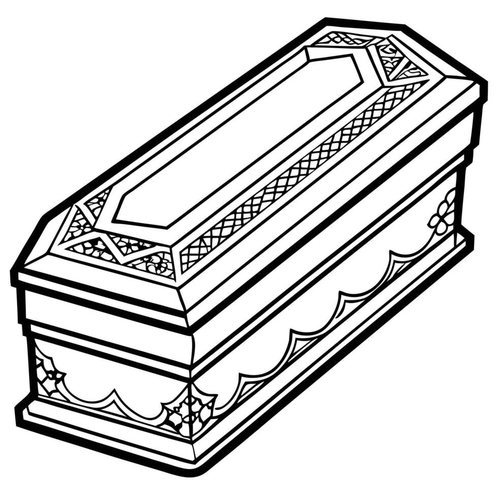 A black and white drawing of a casket vector