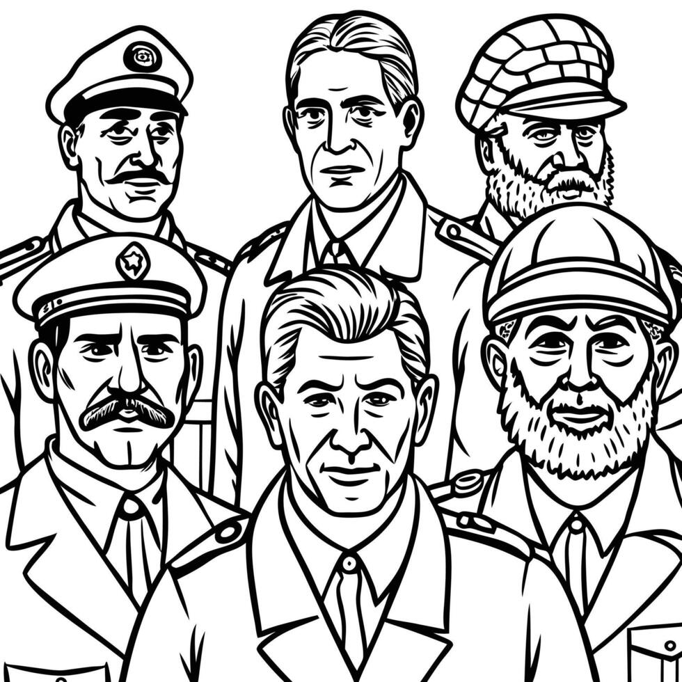 Coloring pages of military men vector