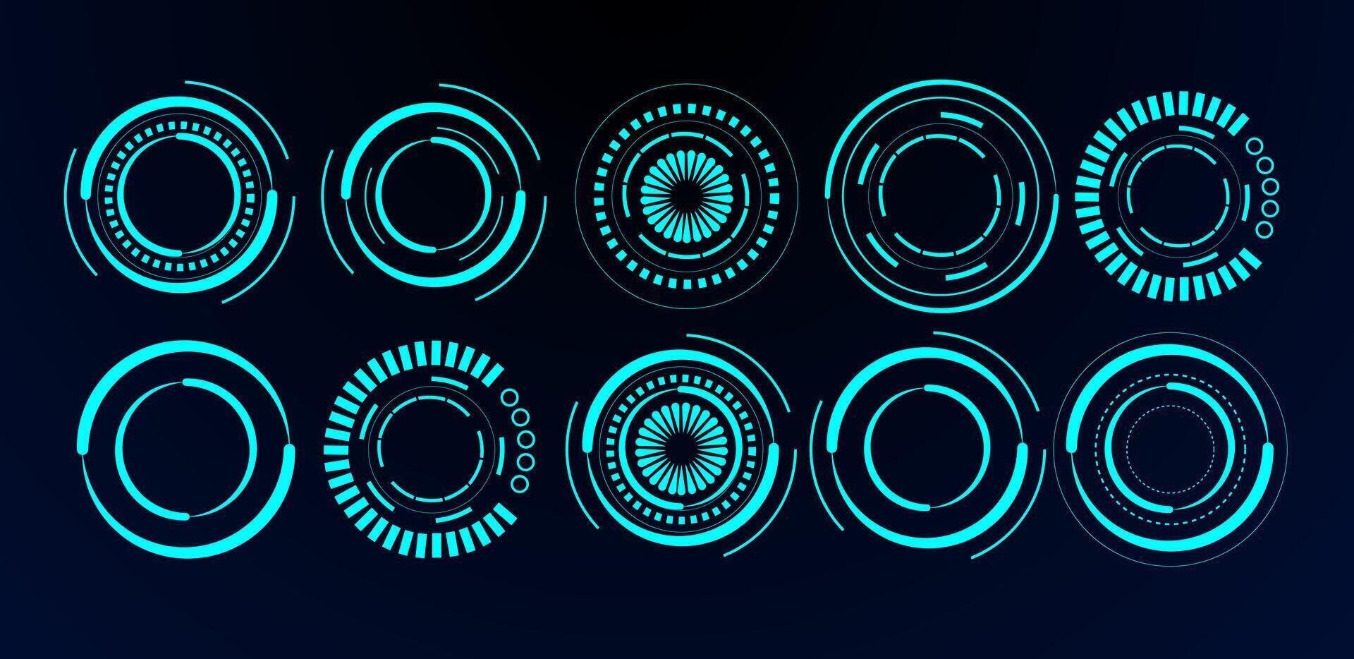 Set circle technology sci fi and futuristic frame editable vector