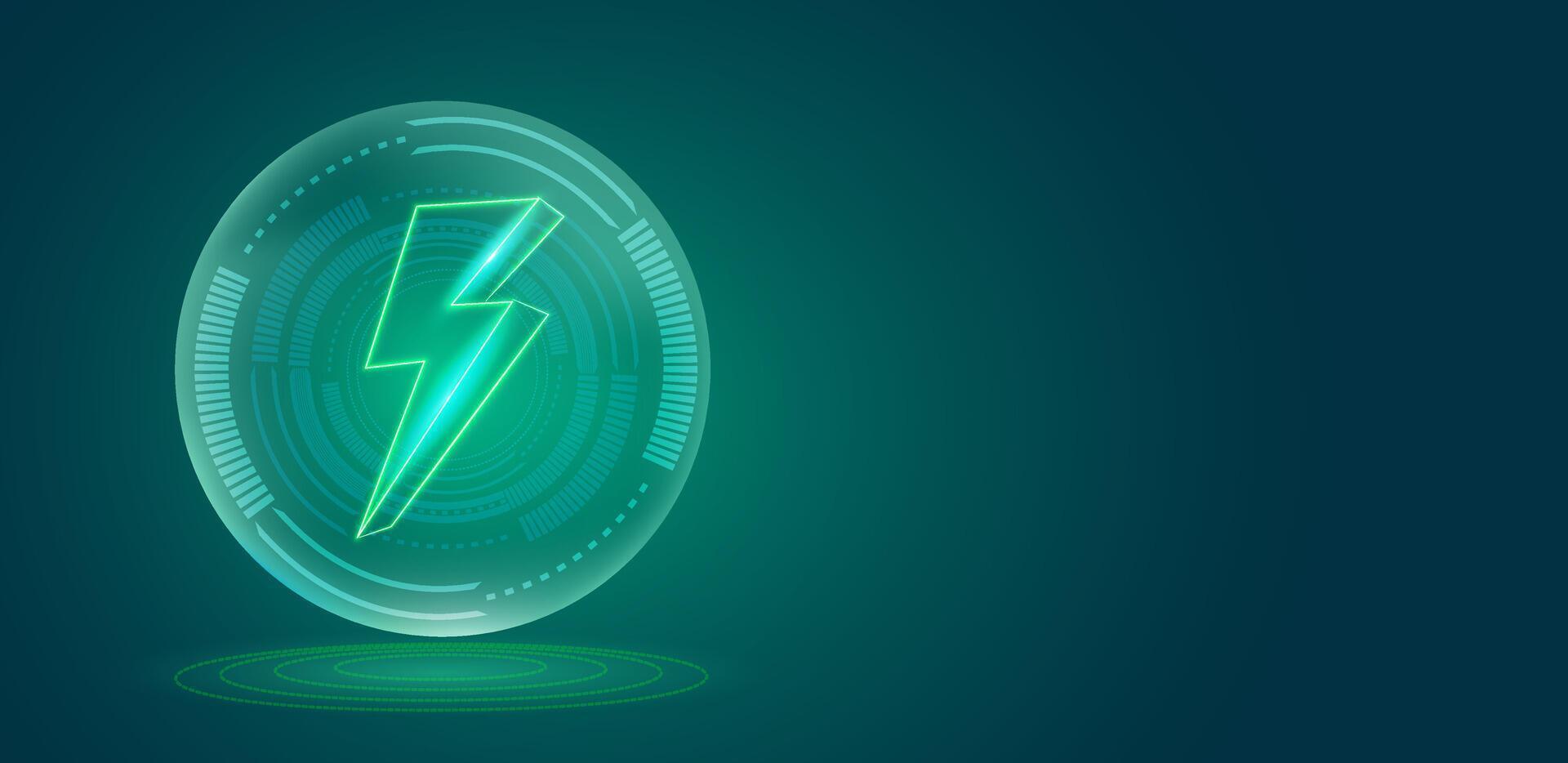 Electric power symbol or lightning bolt sign with circle technology. editable background vector