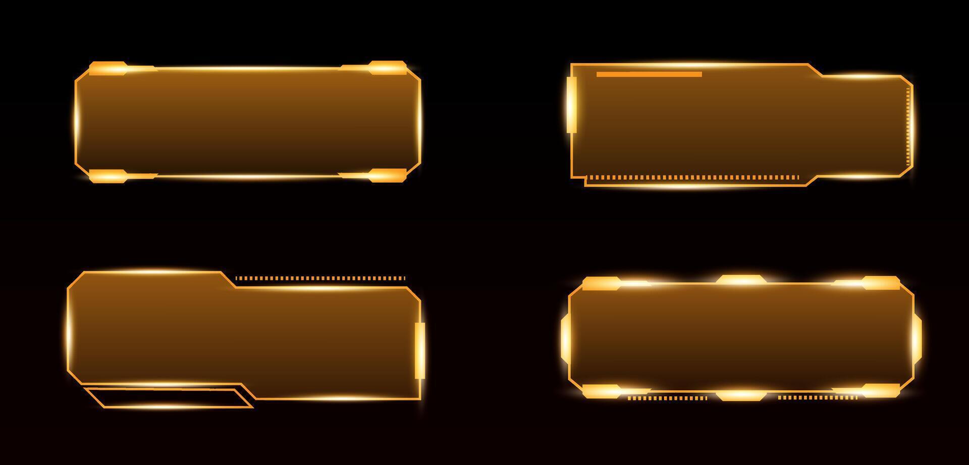 technology box, futuristic callout title banner, and digital frame boxes. HUD screen or textbook yellow vector