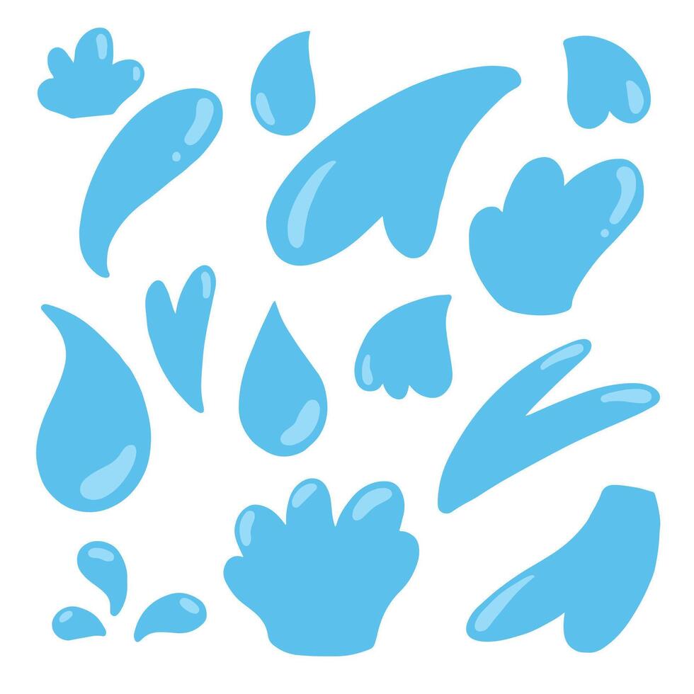Water splashes, drop and liquid hand drawn element illustration vector