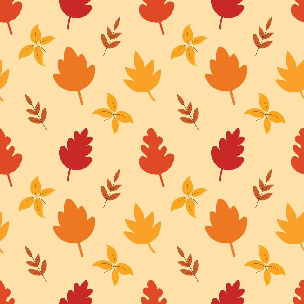 Autumn leaves hand drawn seamless pattern background for season, holiday and wrapping vector