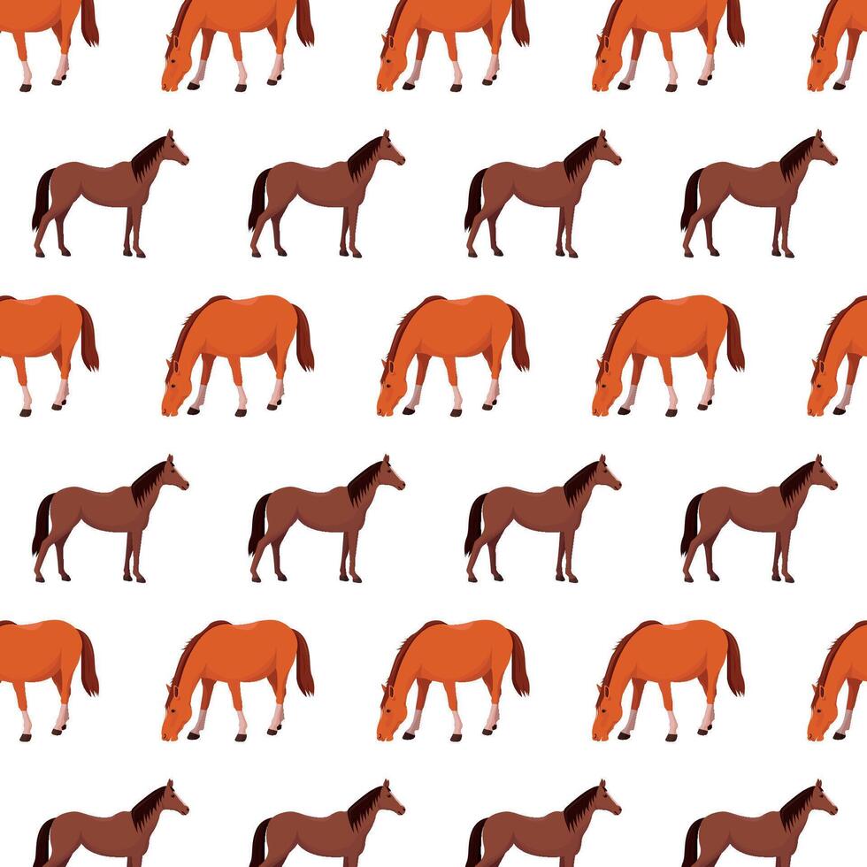 Seamless pattern with horses on a white background. vector