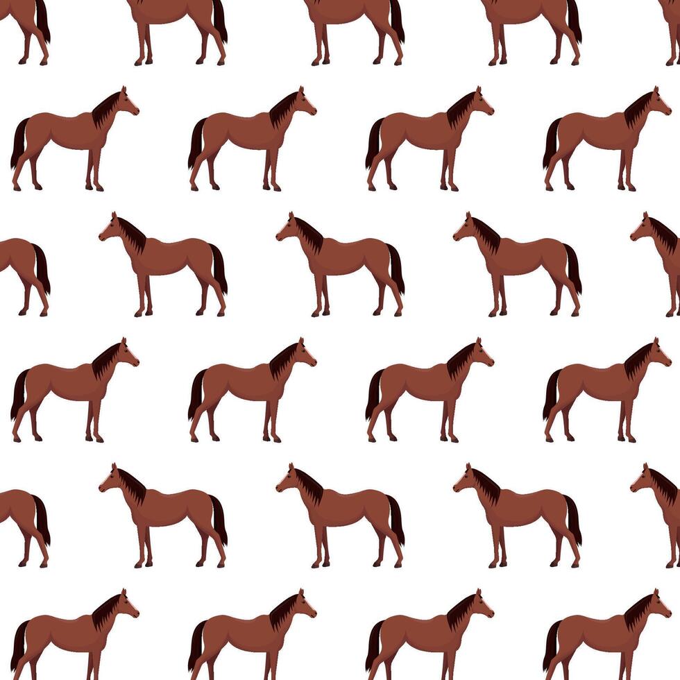 Seamless pattern with a horse on a white background. vector